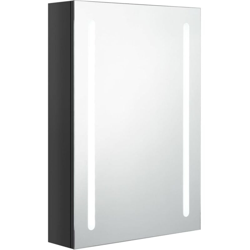Armoire de salle de bain à miroir led 50 x 13 x 70 cm noir brillant