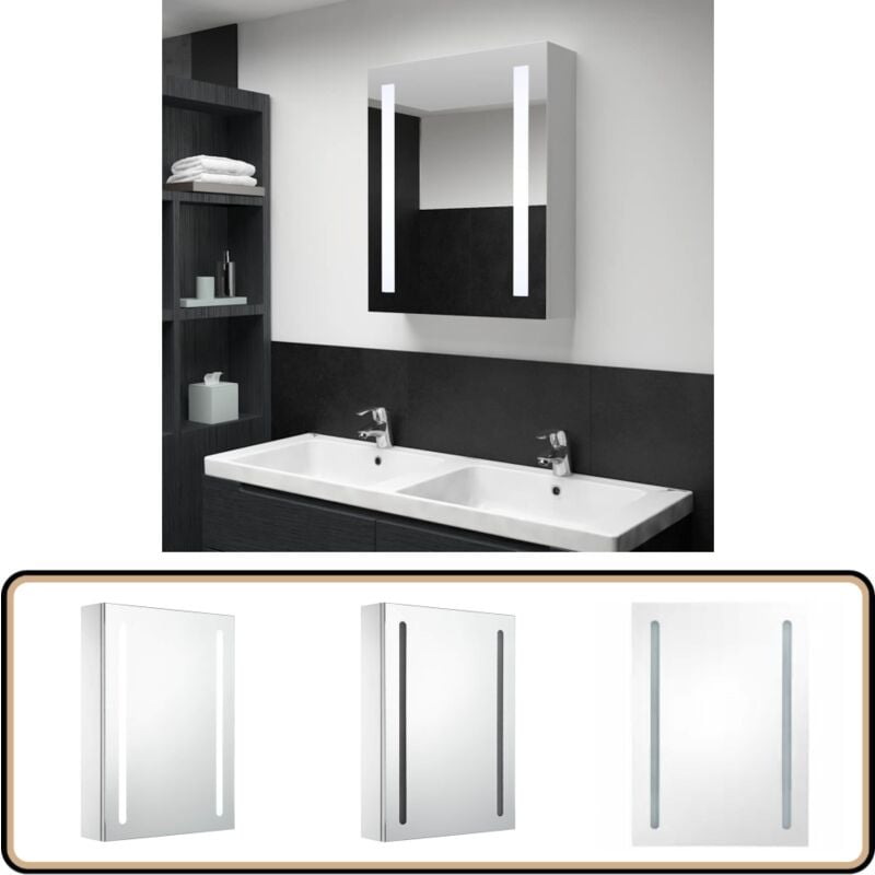 Vidaxl - Armoire de salle de bain à miroir led 50x13x70 cm - Armoire De Salle De Bain - Meuble De Salle De Bain - Miroir led - Éclairage led - Vanity