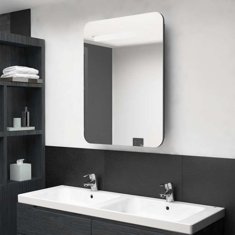 Vidaxl - Armoire de salle de bain à miroir led gris brillant 60x11x80 cm