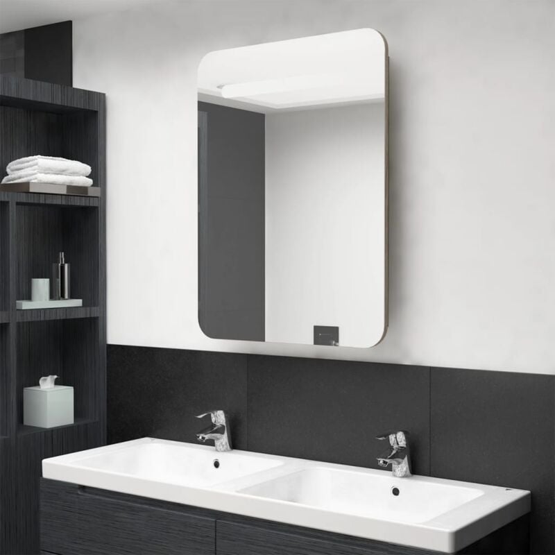 Vidaxl - Armoire de salle de bain à miroir led chêne 60x11x80 cm