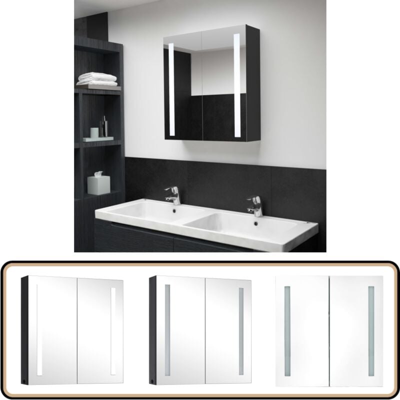 Armoire de salle de bain à miroir LED 62x14x60 cm - Meuble De Salle De Bain - Armoire De Salle De Bain - Armoire À Pharmacie - Éclairage Led - Miroir