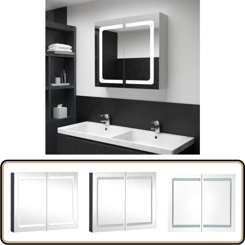 Vidaxl - Armoire de salle de bain à miroir led 80x12,2x68 cm - Meuble De Salle De Bain - Armoire De Salle De Bain - Armoire à Pharmacie - Miroir led