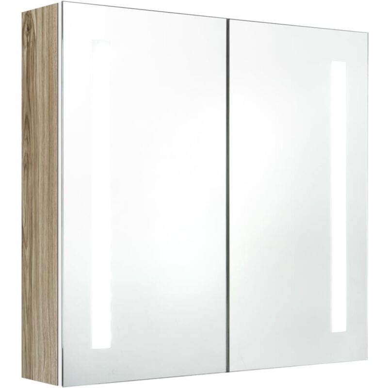 Helloshop26 - Armoire de salle de bain à miroir led blanc 62 x 14 x 60cm chêne