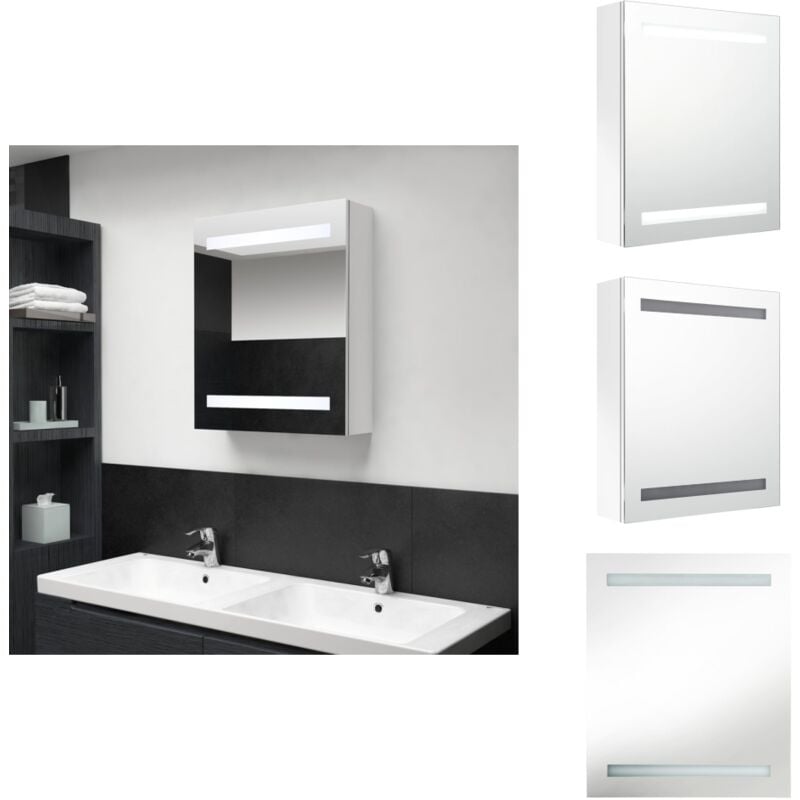 Vidaxl - Armoire de salle de bain à miroir led blanc brillant 50x14x60cm - Armoire Salle De Bain - Miroir Led - Meuble Salle De Bain - Vanity