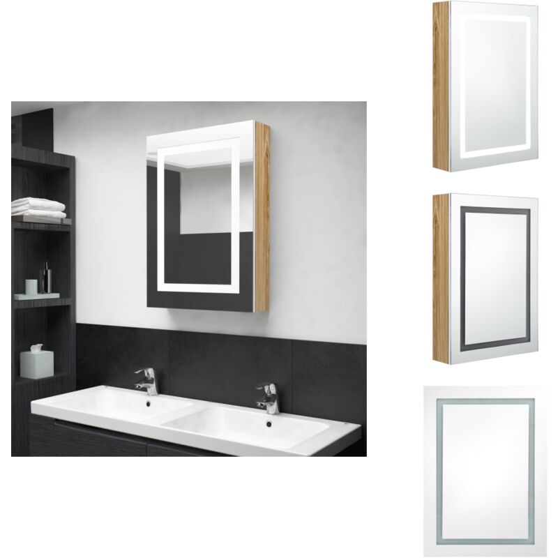 Vidaxl - Armoire de salle de bain à miroir led blanc et chêne 50x13x70cm - Meuble De Salle De Bain - Armoire De Salle De Bain - Miroir Led