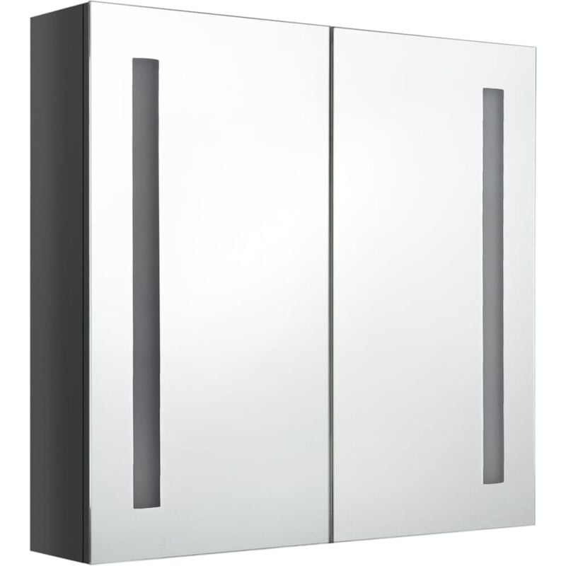 Helloshop26 - Armoire de salle de bain à miroir led brillant 62 x 14 x 60 cm gris