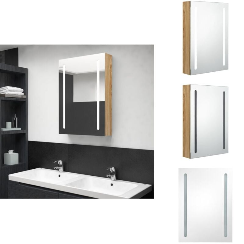 Vidaxl - Armoire de salle de bain à miroir led Chêne 50x13x70 cm - Armoire Salle De Bain - Meuble Salle De Bain - Miroir Led - Vanity Light