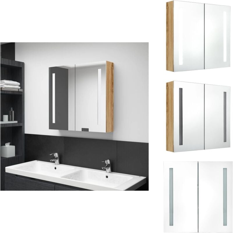 Vidaxl - Armoire de salle de bain à miroir led Chêne 62x14x60 cm - Armoire Salle De Bain - Meuble Salle De Bain - Miroir Led - Éclairage Vanity