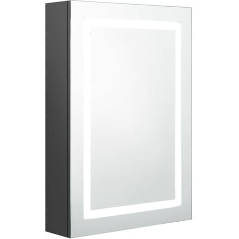 Armoire de salle de bain à miroir LED Gris 50x13x70