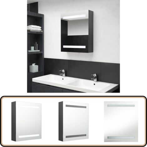 Armoire de salle de bain à miroir LED gris 50x14x60 cm - Armoire Salle De Bain - Miroir Led - Meuble Salle De Bain - Éclairage Salle De Bain - Rangement Salle De Bain