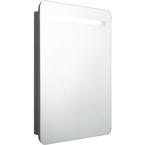 Armoire de salle de bain à miroir LED Gris 60x11x80