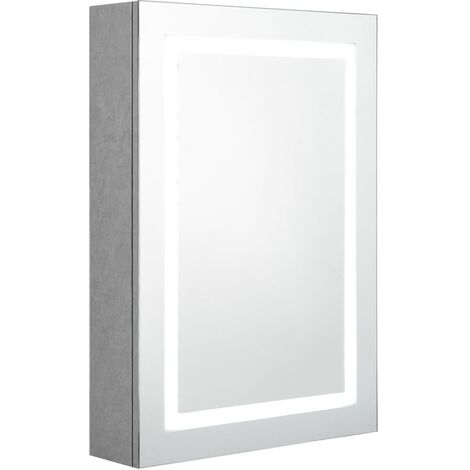 Armoire de salle de bain à miroir LED Gris béton 50x13x70 2