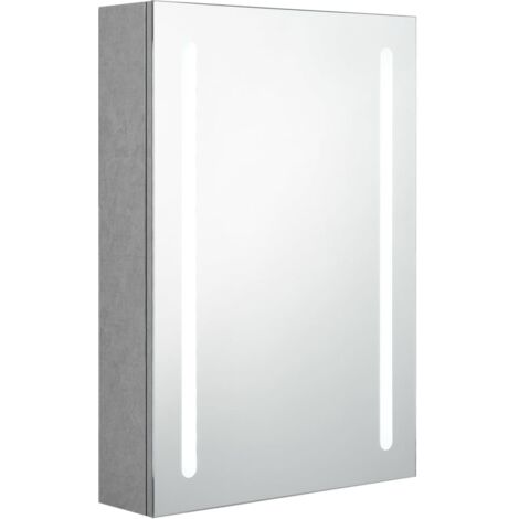 Armoire de salle de bain à miroir LED Gris béton 50x13x70