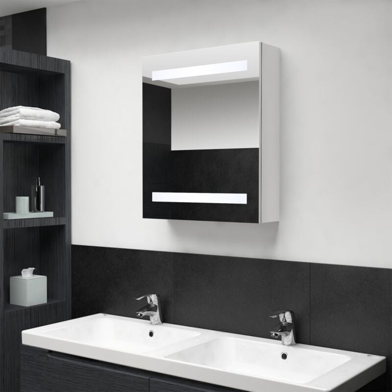 Vidaxl - Armoire de salle de bain à miroir led blanc brillant 50x14x60cm
