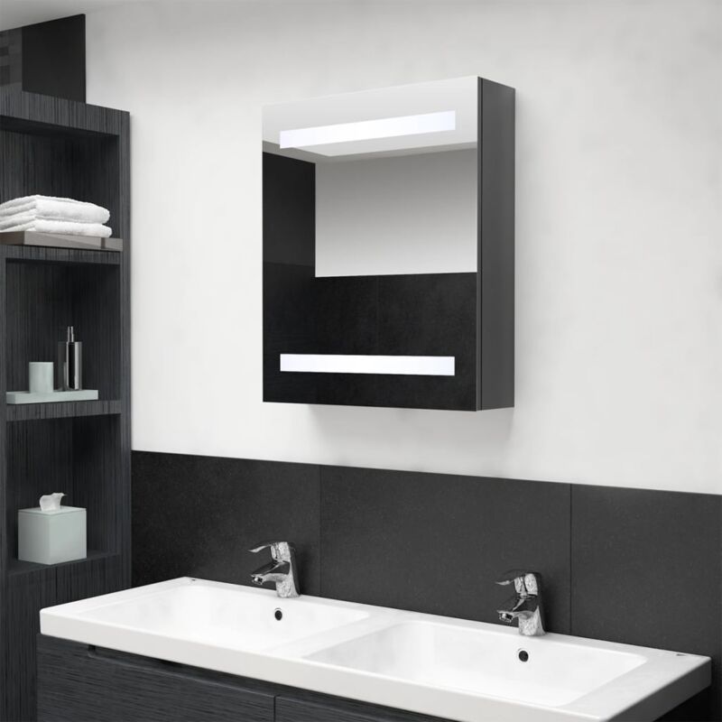 Vidaxl - Armoire de salle de bain à miroir led Gris brillant 50x14x60 cm