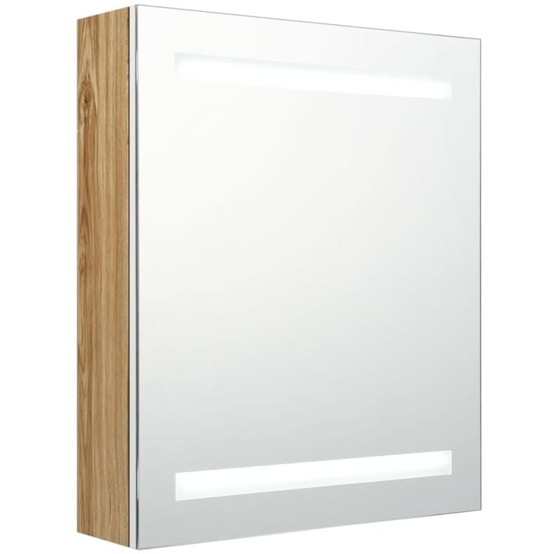 Armoire de salle de bain à miroir à LED blanc et chêne vidaXL