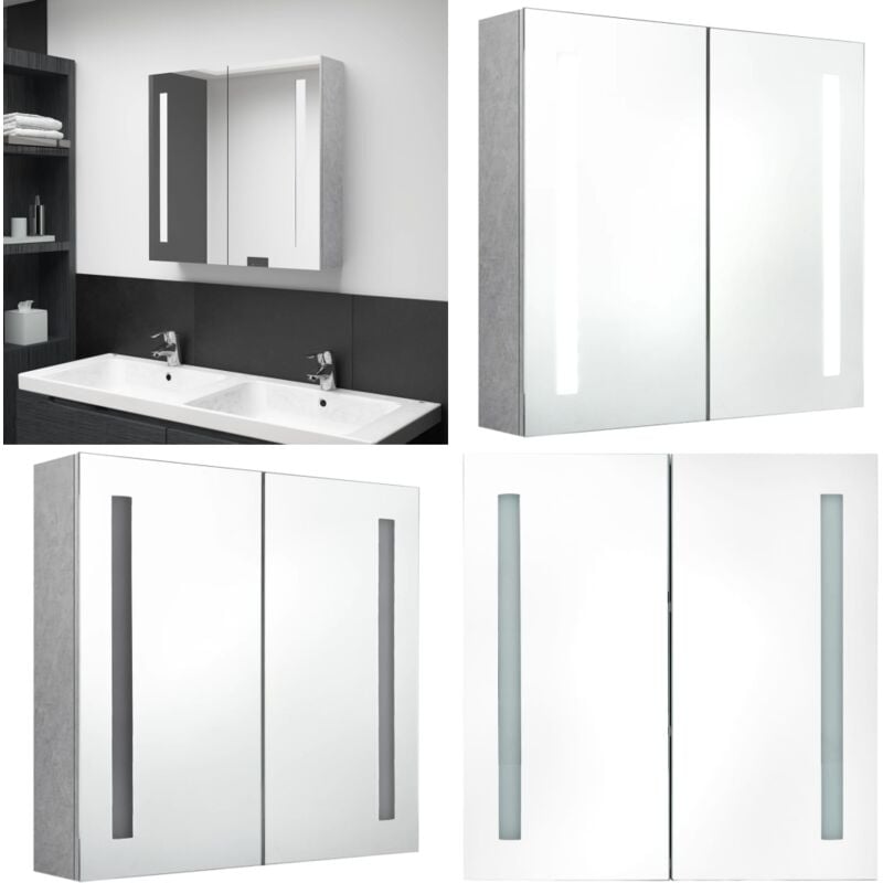 Vidaxl - Armoire de salle de bain à miroir led Gris béton 62x14x60 cm - Meuble De Salle De Bain - Armoire De Salle De Bain - Miroir led - Éclairage