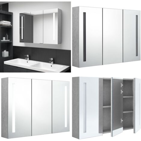 Armoire de salle de bain à miroir LED Gris béton 89x14x62 cm - Armoire Salle De Bain - Meuble Salle De Bain - Miroir Led - Vanity Mirror - Éclairage Salle De Bain - Home & Living