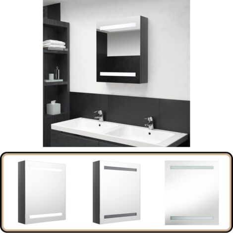 Armoire de salle de bain à miroir LED Gris brillant 50x14x60 cm - Armoire Salle De Bain - Miroir Led - Meuble Salle De Bain - Vanity - Éclairage Salle De Bain
