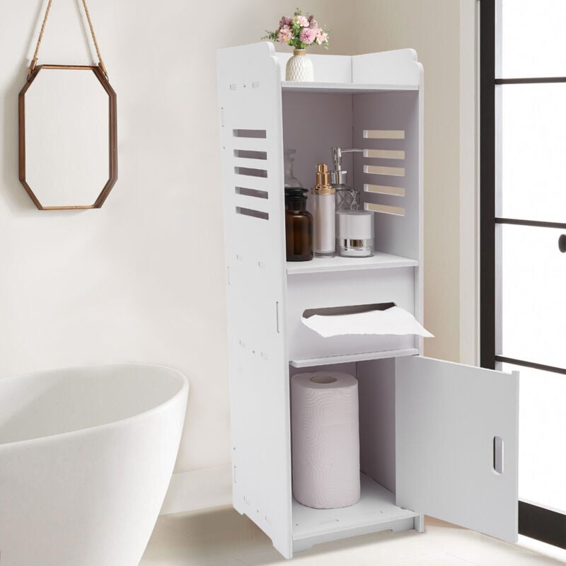 Gojoy - Armoire De Salle De Bain Armoire De Rangement Autoportante, Armoire De Toilette