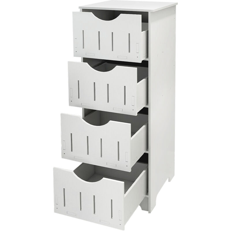 Haloyo - Armoire de salle de bain autoportante avec rangement multicouche en matériau pp 30 x 30 x 82 cm Blanc