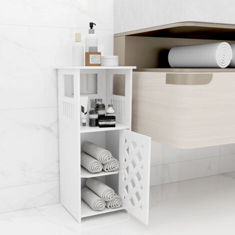 Armoire de Salle de bain avec 1 Portes Placard de Rangement 55 x 24 x 22 cm Blanc