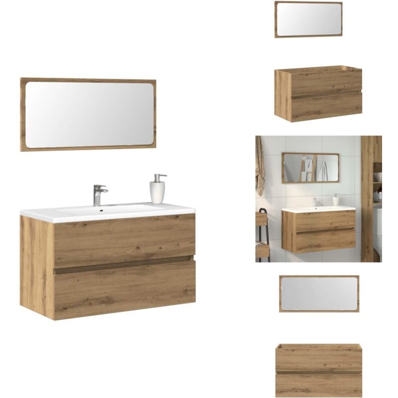 Armoire de salle de bain avec miroir chêne artisanal - Armoire De Salle De Bain Avec Miroir - Armoires De Salle De Bain Avec Miroir - Armoire De