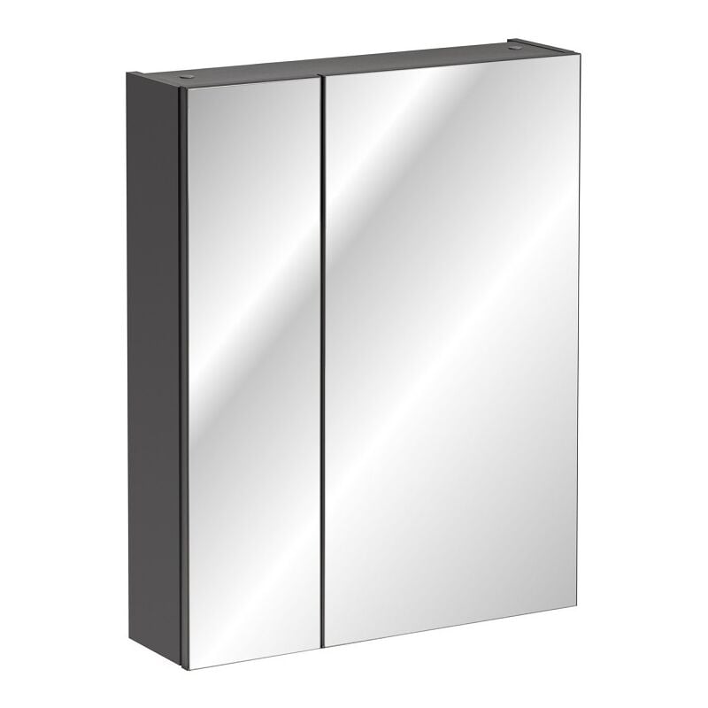 armoire de salle de bain avec miroir murale - gris diamant - l60-h75-p16 - marseilla - gris diamant