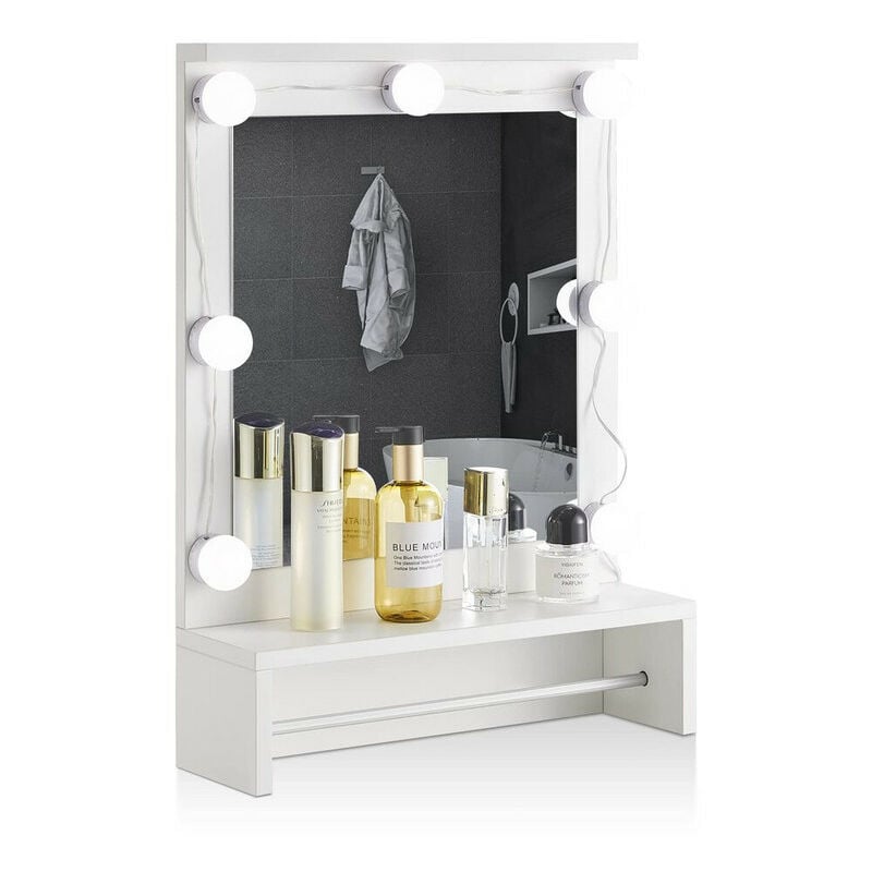 Clipop - Armoire de salle de bain avec porte-serviettes et lumières led, 45x13x60cm Meuble de rangement mural moderne et étagère ouverte