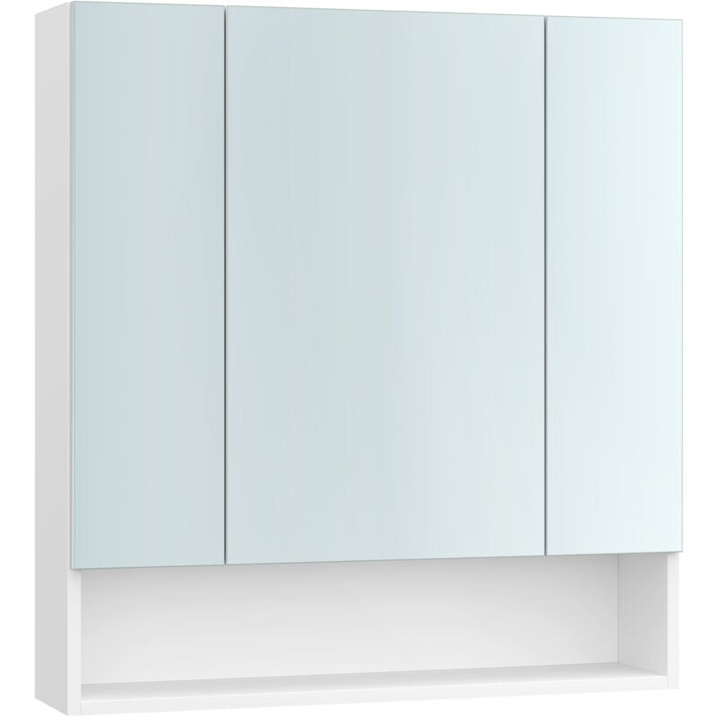 Vasagle - Armoire de Salle de Bain avec Portes Miroir, Meuble de Rangement, Armoire Murale à Miroir, Compartiment Ouvert, Étagères Réglables, 16,5 x