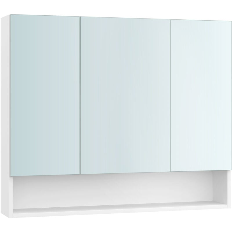 Vasagle - Armoire de Salle de Bain avec Portes Miroir, Meuble de Rangement, Armoire Murale à Miroir, Compartiment Ouvert, Étagères Réglables, 16,5 x