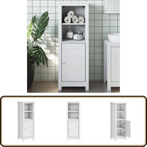 Armoire de salle de bain BERG blanc 40x34x110 cm pin massif - Armoire De Salle De Bain - Meuble Salle De Bain - Rangement Salle De Bain - Armoire Blanche - Bois Massif