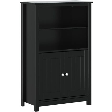 Armoire de salle de bain BERG noir 69,5x34x110 pin massif