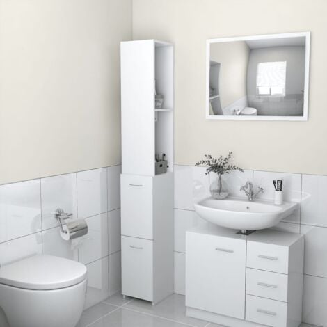 Armoire de salle de bain blanc 25x26,5x170 cm bois d'ingénierie vidaXL