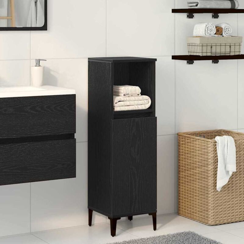 Vidaxl - Cabinet de salle de bain avec porte Chêne noir 30 x 30 x 100 cm