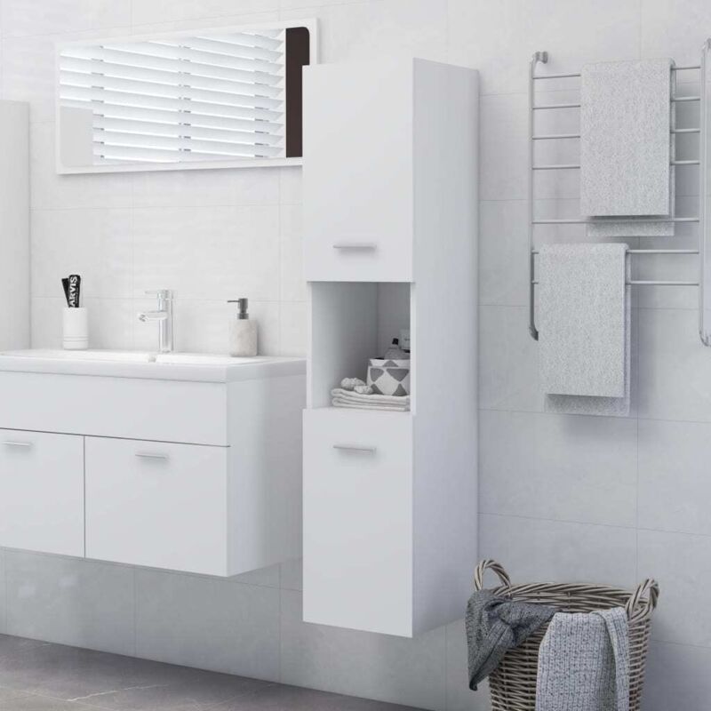Armoire de salle de bain Blanc 30x30x130 cm Bois d'ingénierie