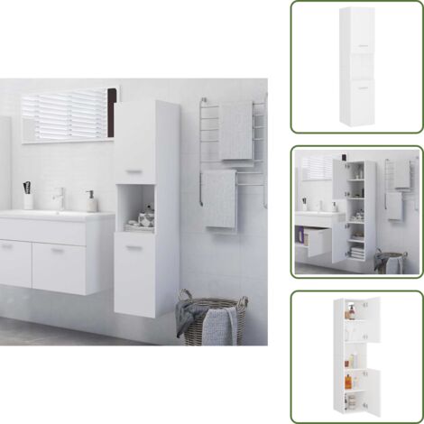 Armoire de salle de bain Blanc 30x30x130 cm Bois d’ingénierie - Armoire De Salle De Bain - Meuble Salle De Bain - Rangement Salle De Bain - Armoire Blanche - Armoire Murale