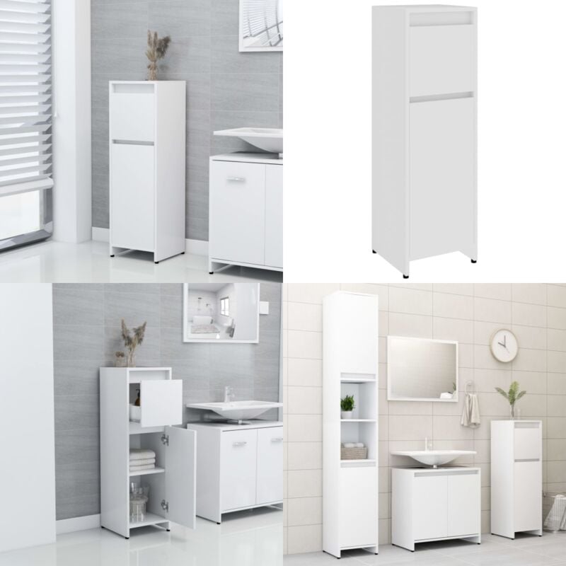 Armoire de salle de bain Blanc 30x30x95 cm Bois d'ingénierie - Meuble De Salle De Bain - Armoire De Salle De Bain - Rangement Salle De Bain - Meuble