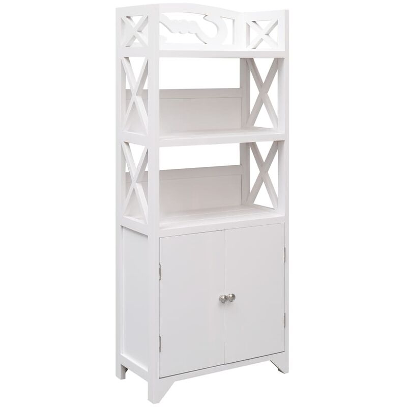 Armoire de salle de bain Blanc 46x24x116 cm Bois de Paulownia