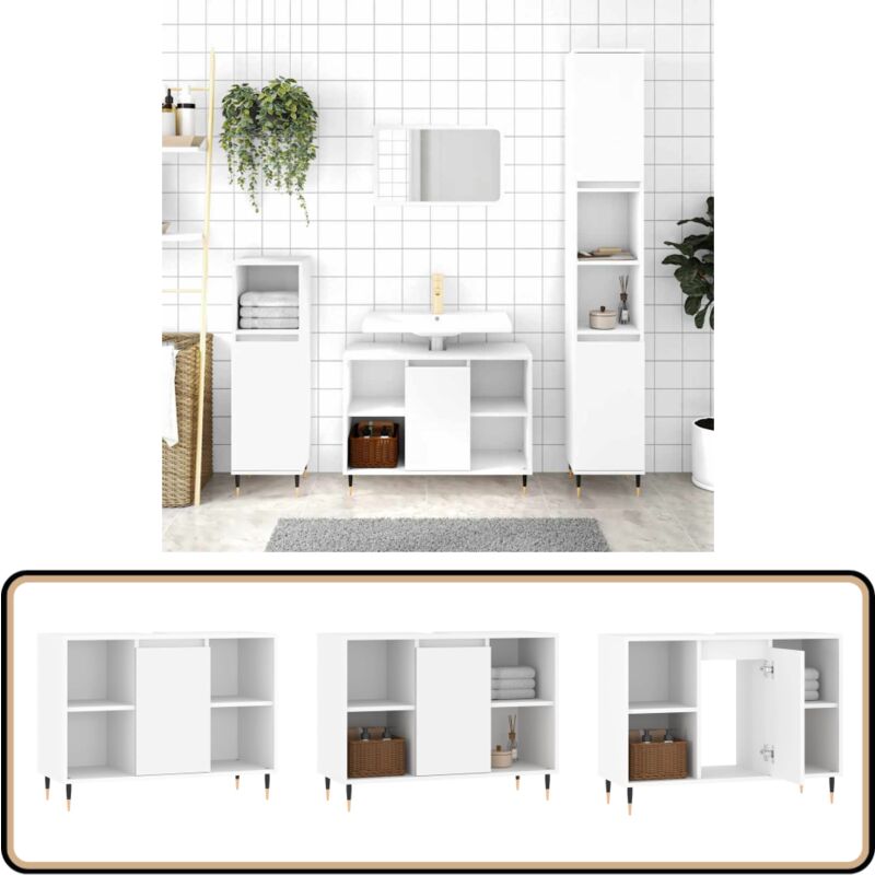 Vidaxl - Armoire de salle de bain blanc 80x33x60 cm bois d'ingénierie - Meuble De Salle De Bain - Armoire De Salle De Bain - Rangement Salle De Bain