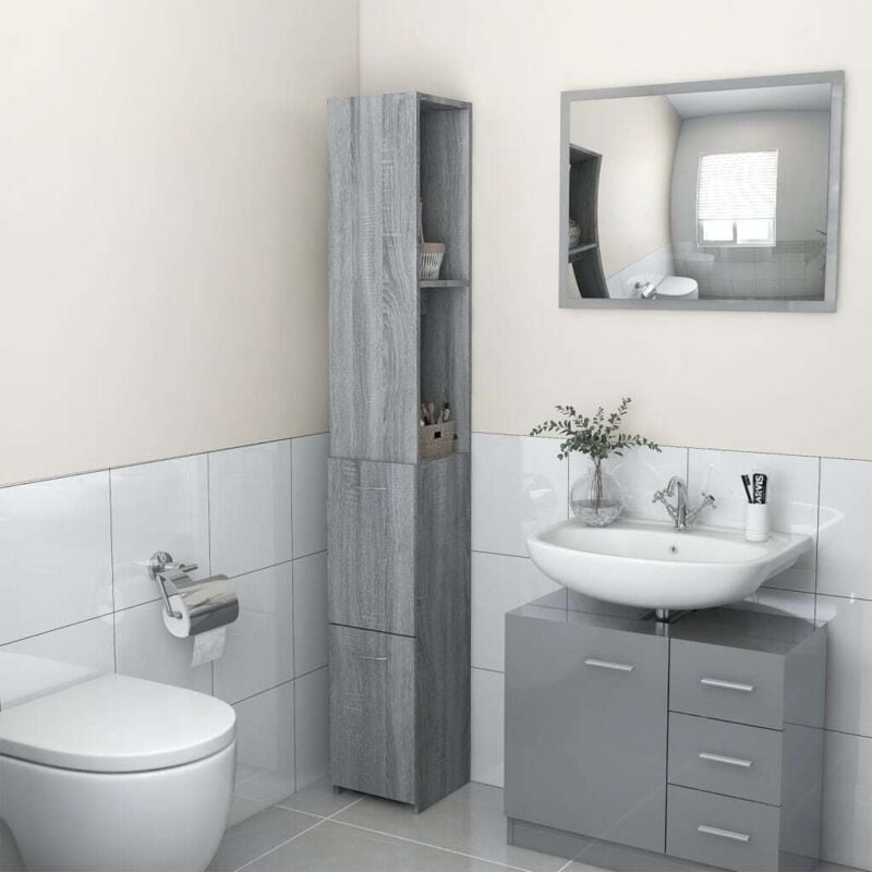 Vidaxl - Armoire de bain sonoma gris 25x26,5x170 cm bois d'ingénierie