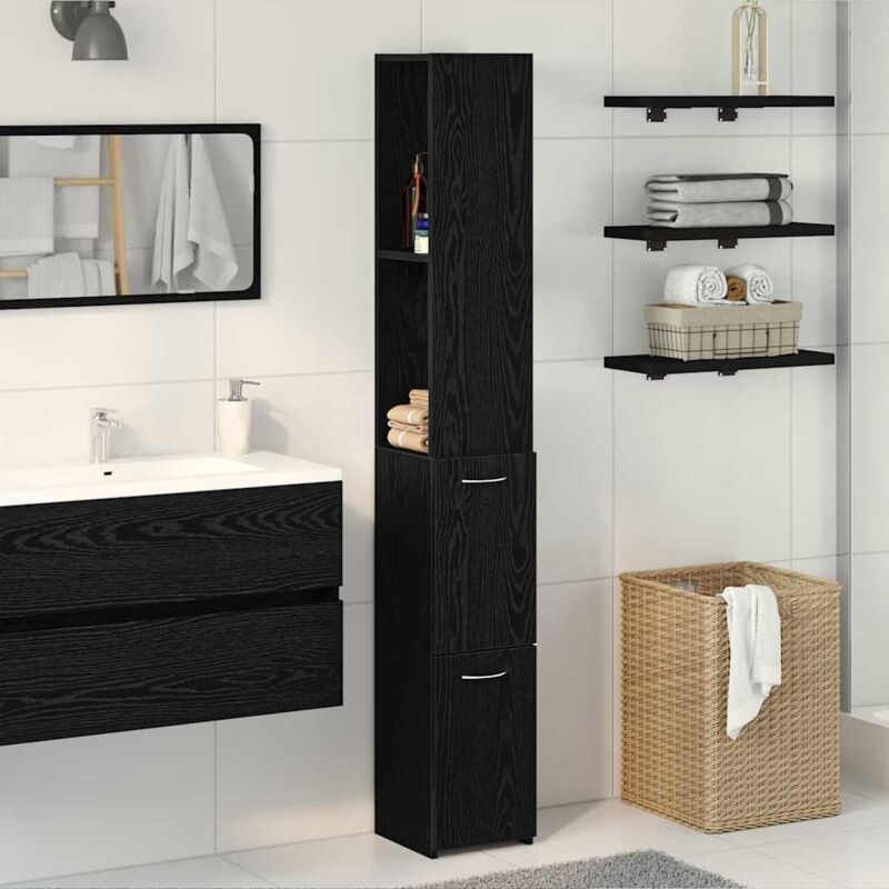 Cabinet de Salle de Bain Chêne noir 25 x 25 x 170 cm Vidaxl