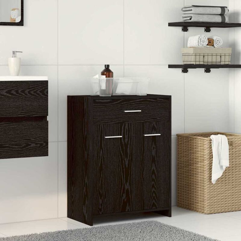 Vidaxl - Cabinet de Salle de Bain avec tiroir Chêne noir 60 x 33 x 80 cm