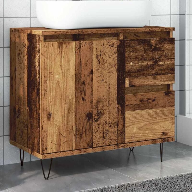 Vidaxl - Armoire de lavabo de salle de bain vieux bois 65x33x60 cm