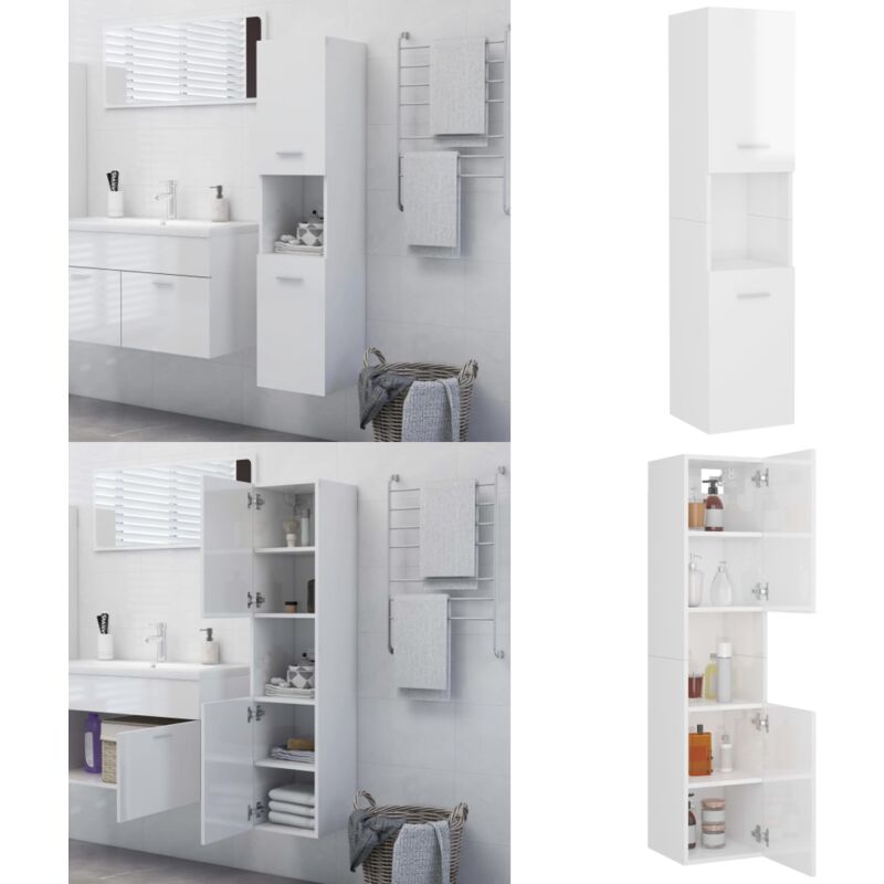 Vidaxl - Armoire de salle de bain Blanc brillant Bois d'ingénierie - Armoire De Salle De Bain - Meuble Salle De Bain - Rangement Salle De Bain