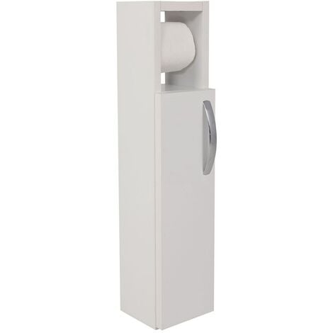 Armoire de Salle de Bain Blanche, Nombreuses Étagères, 15x65x12 cm, Parfait pour Salle de Bain ou Spa
