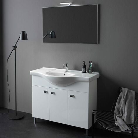 Meuble bas salle de bain avec panier à linge intégré Monako Grey OAK
