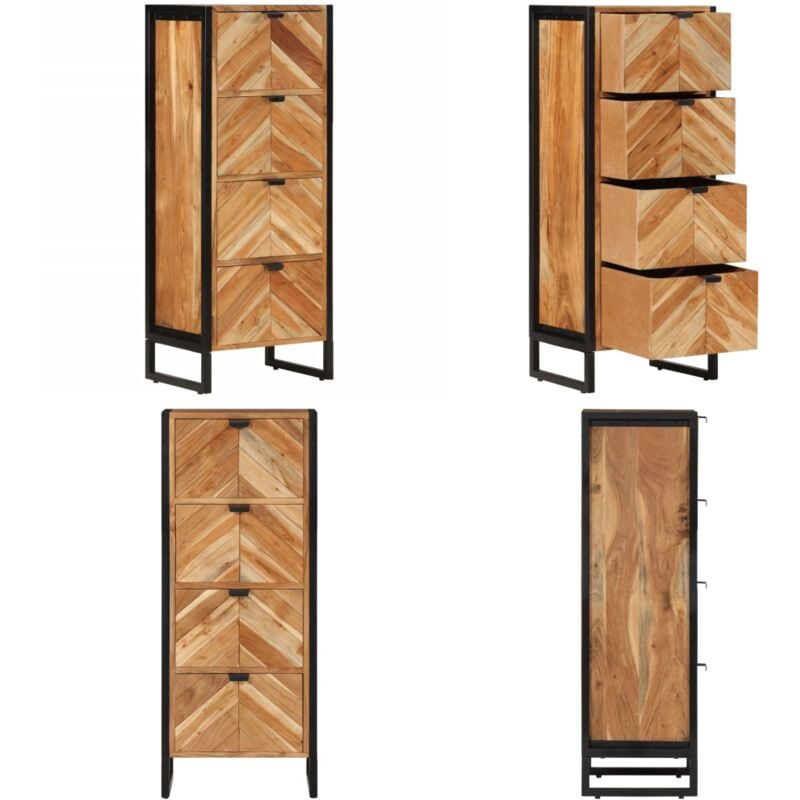 Vidaxl - Armoire de salle de bain bois massif d'acacia et fer - Armoire De Salle De Bain - Meuble De Salle De Bain - Rangement Salle De Bain - Acacia