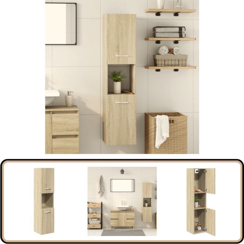 Vidaxl - Armoire de salle de bain Chêne sonoma 30x30x130 cm Aggloméré - Meuble De Salle De Bain - Armoire De Salle De Bain - Rangement Salle De Bain