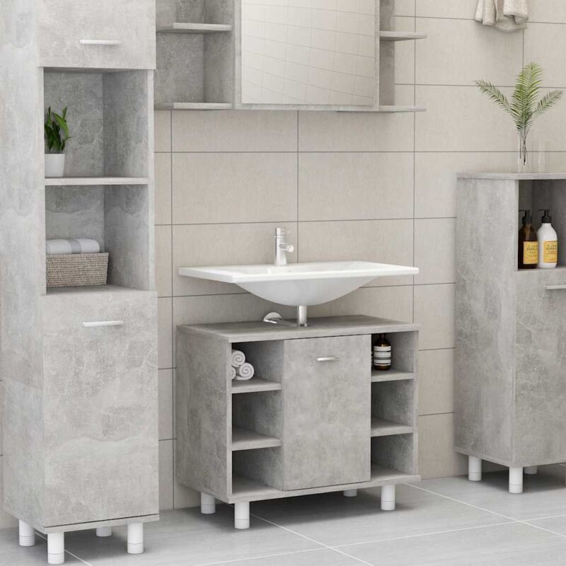 Armoire de salle de bain Gris béton Bois d’ingénierie vidaXL